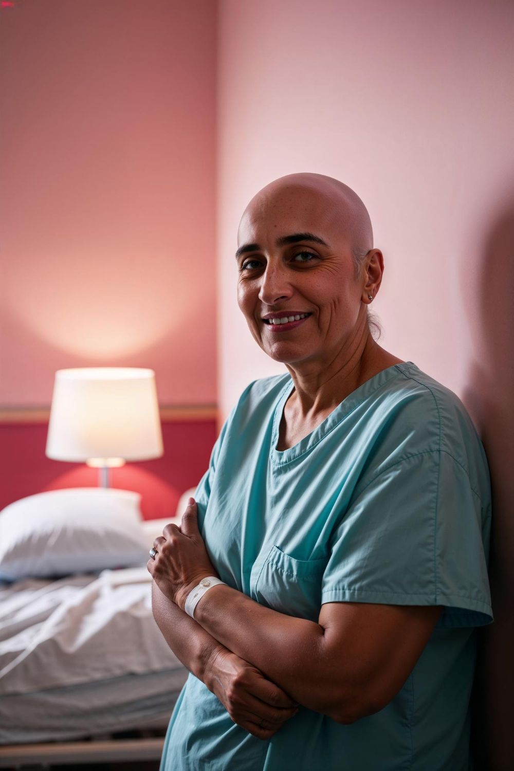 Smiling cancer patient at home